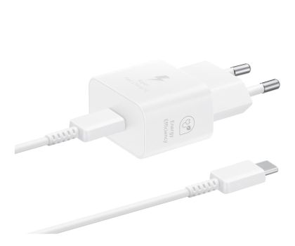 Ładowarka i akumulator SAMSUNG Ładowarka Sieciowa 25W + kabel USB-C USB-C EP-T2510XWEGEU